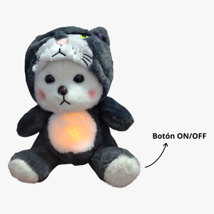Peluche ositos tiernos con disfraz y respiración 35cm 1 Tiempo (incluye pilas)